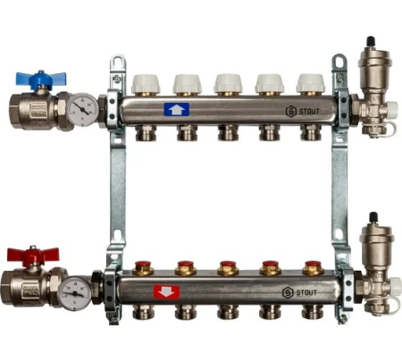 Коллектор из нержавеющей стали в сборе без расходомеров 5 вых., STOUT SMS 0912 000005