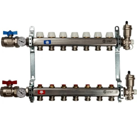 Коллектор из нержавеющей стали в сборе без расходомеров 7 вых., STOUT SMS 0912 000007