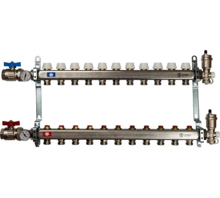 Коллектор из нержавеющей стали в сборе без расходомеров 11 вых., STOUT SMS 0912 000011