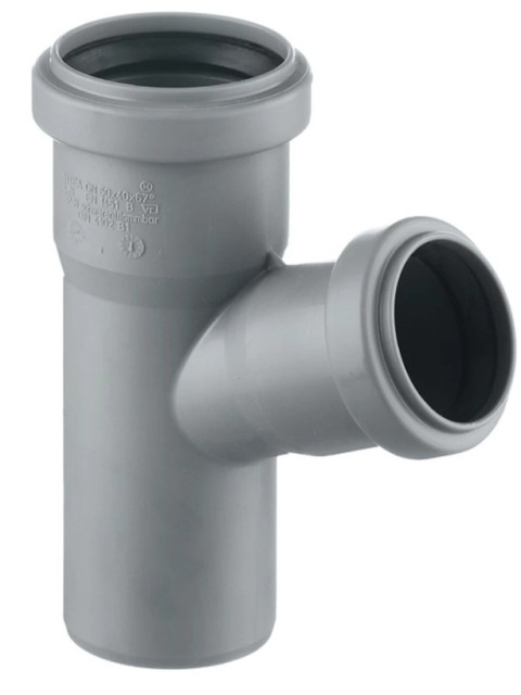 Тройник канализационный Ostendorf 50x40х67° серый 112310