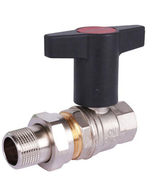 Кран шаровой с американкой Oventrop Optibal 3/4" ВР бабочка удлиненная, латунь 1075706