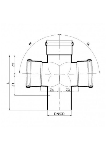 Крестовина со смещенными осями POLO-KAL NG 110х110х110 87,5°/180° Poloplast P2296-1