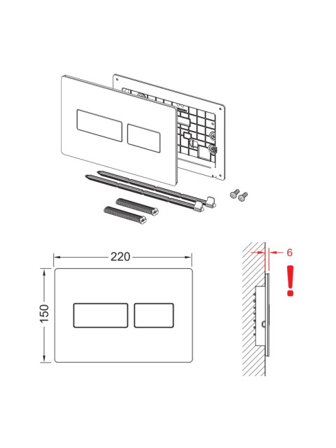 Панель двойного смыва RIVO Touch Lux для смывных баков RIVO Set A, Белый глянец 301004-1