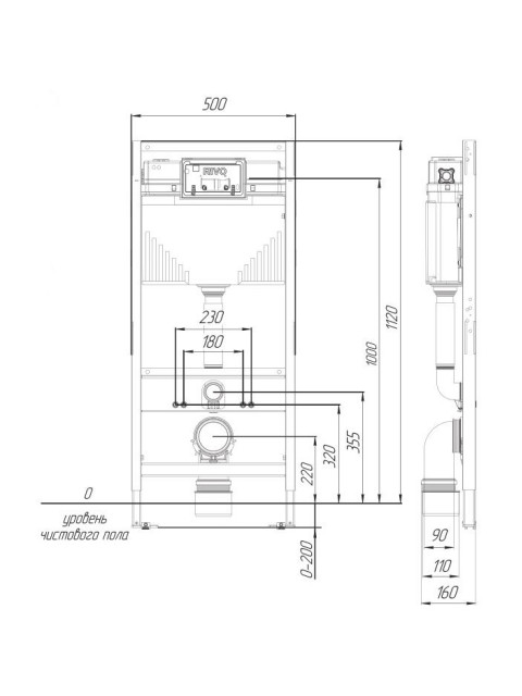 Инсталляция для унитаза со сливным баком Rivo Set A 200001-2