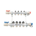 Коллекторная группа 1"х3/4" 6 выходов HKV без расходомеров, с вентилями, нерж.сталь N с кранами, Рехау 12180613001