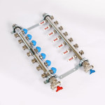 Коллекторная группа 1"х3/4" 7 выходов HKV без расходомеров, нерж.сталь N с кранами, Рехау 12180713001