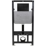 Комплект инсталляции Рехау NOVAFLOW с панелью смыва QUAD 001 с прямоугольной клавишей, черный/матовый 19101041001