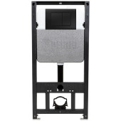 Комплект инсталляции Рехау NOVAFLOW с панелью смыва QUAD 001 с прямоугольной клавишей, черный/матовый 19101041001