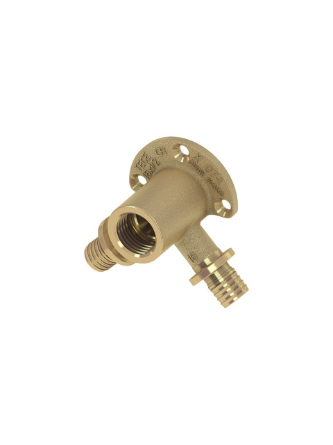 Тройник угловой TECEflex 16х1/2"х16 с настенным креплением, латунь 768501