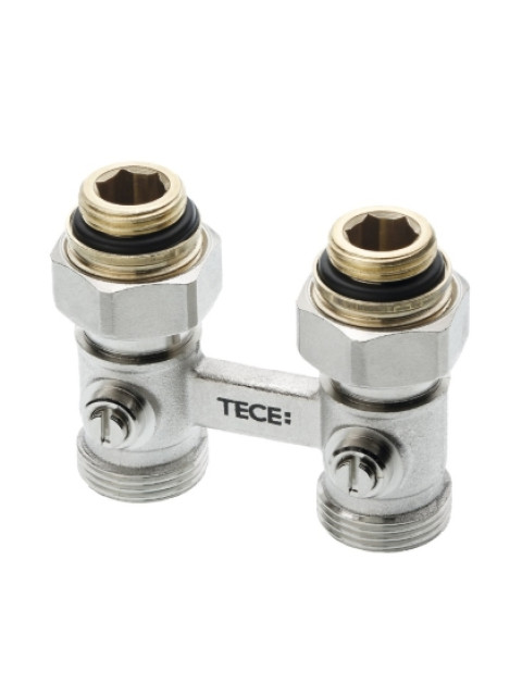 Запорно-присоединительный узел TECE 3/4" EC x R 1/2" для нижнего подключения радиаторов 1/2" MT, проходной 8740437