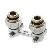 Запорно-присоединительный узел TECE 3/4" EC x R 1/2" для нижнего подключения радиаторов 1/2" MT, угловой 8740438