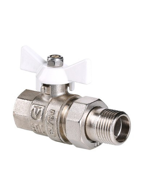 Кран шаровой Valtec BASE 1/2' ВН со сгоном ручка бабочка VT.227.NW.04