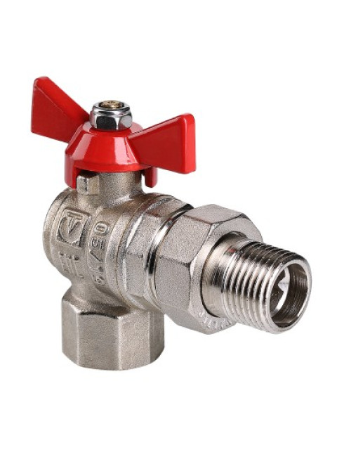 Кран шаровой угловой Valtec BASE 1/2' ВН ручка бабочка с полусгоном VT.228.N.04