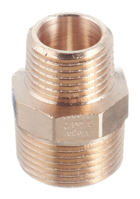 Ниппель редукционный 3/4"х1/2" НР-НР Viega бронза 266523