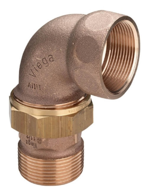 Разъемное соединение угловое 1/2"ВР-НР Viega с плоским уплотнением бронза 348663