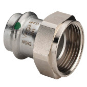 Муфта пресс 15х1/2"ВР с накидной гайкой и плоским уплотнением Viega Sanpress Inox 2363 с SC‑Contur, нерж. сталь 437572