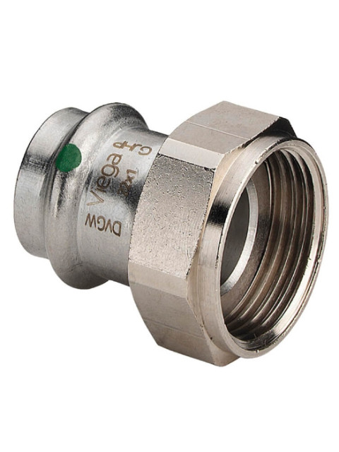 Муфта пресс 15х3/4"ВР Viega Sanpress Inox 2363 с накидной гайкой нерж. сталь 437589