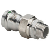 Муфта разъёмная пресс 15х1/2"НР с плоским уплотнением Viega Sanpress Inox 2365 SC-Contur, нерж. сталь 438258