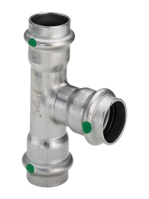 Тройник пресс 18х15х18мм Viega Sanpress Inox 435929