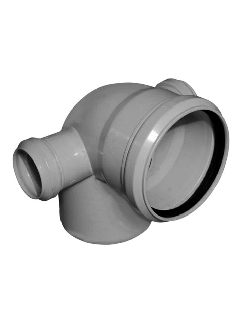Отвод 110х50х87° с двумя патрубками Sinikon серый 556003.R