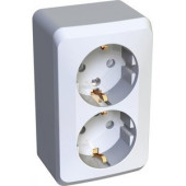 ЭТЮД Розетка двойная с заземлением со шторками 16А 250B белая, Systeme Electric PA16-008B 