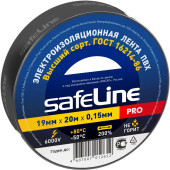 Изолента ПВХ черная 19мм 20м Safeline 9366