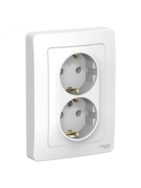 Двойная розетка Systeme Electric BLANCA с заземлением без шторок, БЕЛЫЙ BLNRS001021
