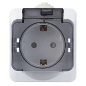 ЭТЮД Розетка наружная с заземлением со шторками IP44 белая, Systeme Electric PA16-044B