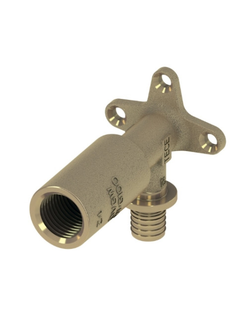 Уголок с настенным креплением TECEflex 16 x Rp 1/2" удлиненный, латунь 768502