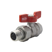 Кран шаровой ТЕСЕ 1"В х 1"Н с накидной гайкой, полнопроходной, ручка - бабочка красная, хром 13300023