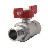 Кран шаровой ТЕСЕ 1"ВН полнопроходной, ручка - бабочка красная, хром 13300013