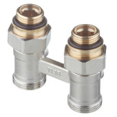 Узел нижнего подключения Rehau прямой 1/2 НРх3/4 ЕК НР для радиатора с шаровыми кранами и накидными гайками 12407271001