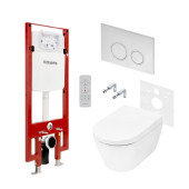 Комплект для установки подвесного унитаза TECEspring: застенный модуль, клавиша, унитаз-биде S955799