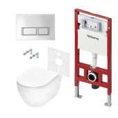 Комплект для установки подвесного унитаза TECEspring: застенный модуль, клавиша V хром глянцевый, унитаз K K401201WCK