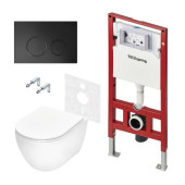 Комплект для установки подвесного унитаза TECEspring: застенный модуль, клавиша R черная матовая, унитаз K K401104WCK