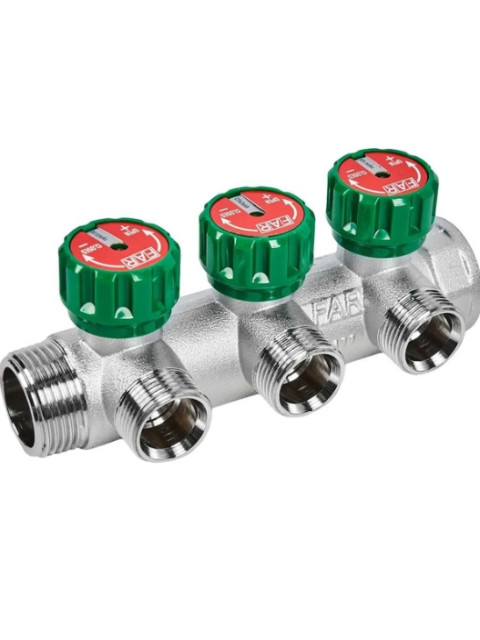 Коллектор регулируемый FAR 3/4"ВР 3 отвода 1/2"НР FK 3822 3412