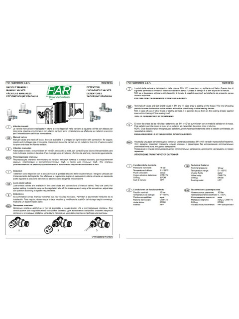 Вентиль FAR 3/4"ВР регулирующий прямой для радиатора FV 1350 34-1