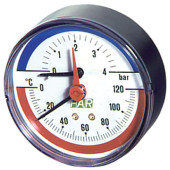 Термоманометр FAR 1/2" 0-10 бар,120°C, D 80мм, торцевое соединение FA 2550P10 12