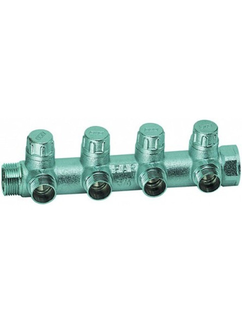 Коллектор запорный FAR 1"ВР 4 отвода 3/4"НР FK 3873 134