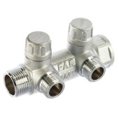 Коллектор запорный FAR 3/4"ВРх1/2"НР 2 отвода плоское присоединение FK 3860 3412ТР