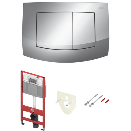 Комплект для установки подвесного унитаза: застенный модуль, пластиковая панель смыва TECEambia, хром глянцевый